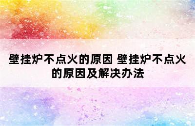 壁挂炉不点火的原因 壁挂炉不点火的原因及解决办法